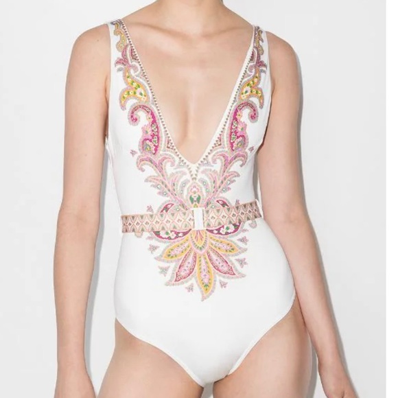 Zimmerman teddy belted plunge one piece bathing suit - size 1 - Picture 3 of 8